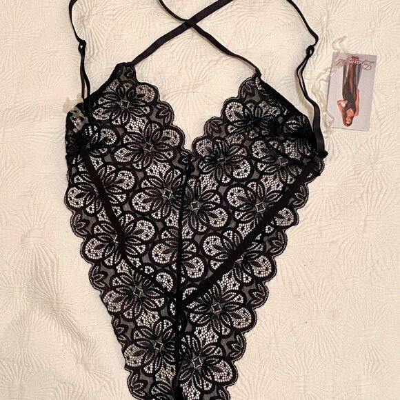 Black Sheer stretchy teddy NEW and sheer Skirt - Picture 3 of 10